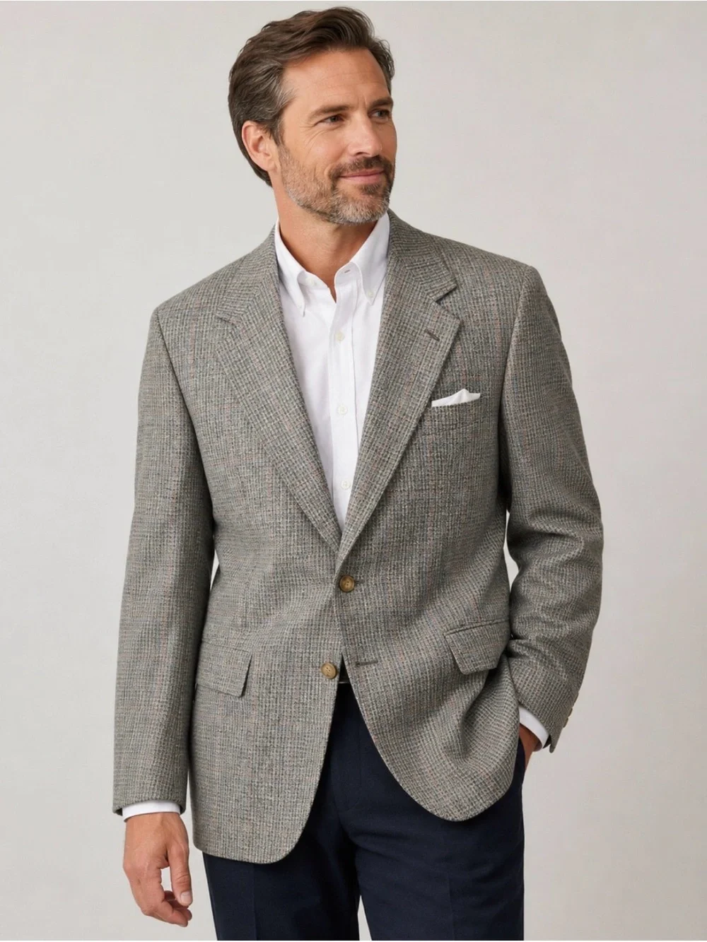 Evan-Picone for J.W. Robinson’s 100% Wool Gray Plaid Sport Coat Blazer 40R USA